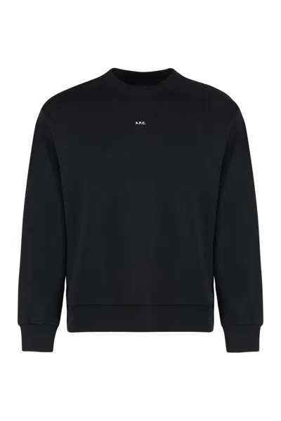 Apc A.p.c. Boxy Micro Logo Cotton Crew-neck Sweatshirt In Black
