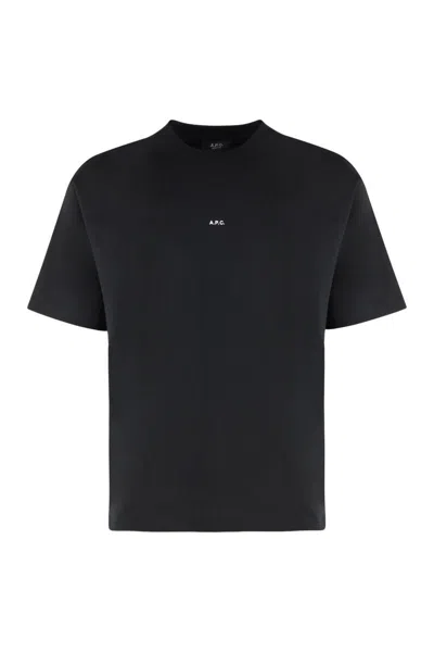 Apc A.p.c. Boxy Micro Logo Cotton Crew-neck T-shirt In Black