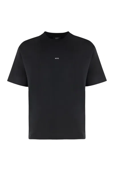 Apc Boxy Micro Logo Cotton Crew-neck T-shirt In Black