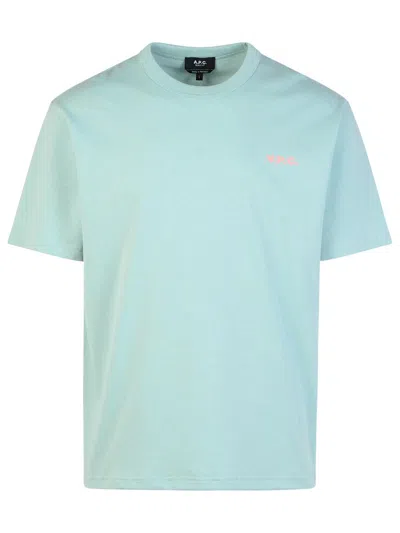 Apc A.p.c. 'boxy' Musk Green Cotton T-shirt In Blue