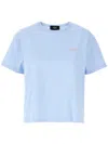 Apc A.p.c. Logo Print Cotton T Shirt In Blue