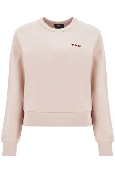Apc A.p.c. Logo Flocked Boxy Fit Sweatshirt In Pink