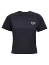 Apc Cropped T-shirt In Dark Blue Organic Cotton In Blue