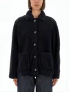 Apc Textured Fabric Coat Featuring Patch Pockets In Black