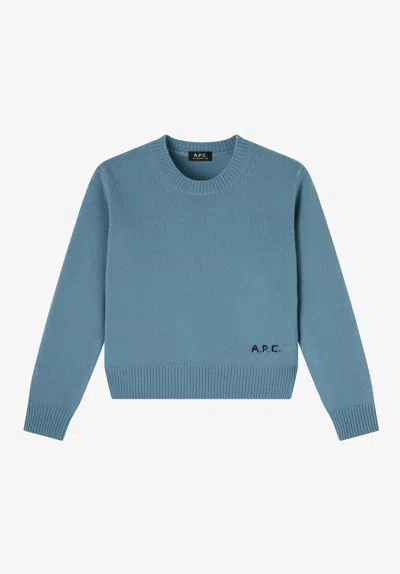 A.p.c. Boxy Wool Sweater Xs Lae In Blue