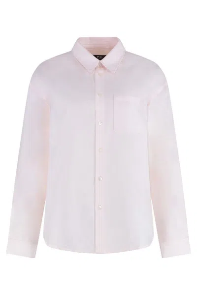 Apc A.p.c. Boyfriend Cotton Shirt In Pink