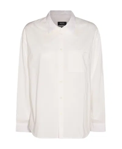 Apc Boyfriend Logo-embroidered Shirt In White