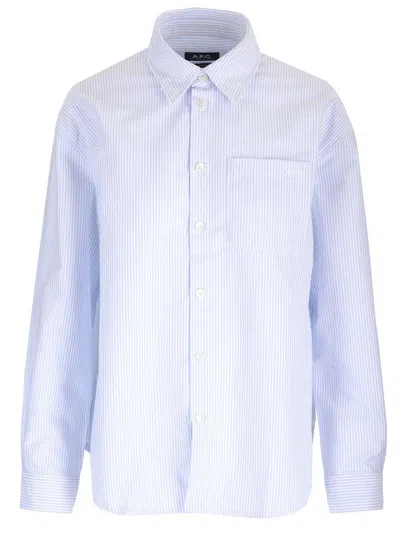 Apc Boyfriend Shirt In Organic Cotton Shirts Light Blue