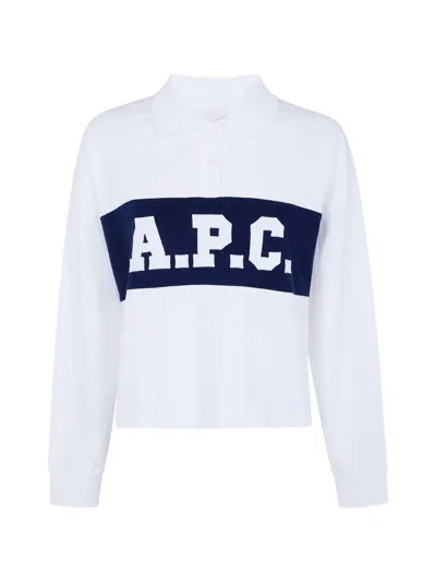 A.p.c. Brianne Logo-patch Long-sleeve Polo Shirt In Multi