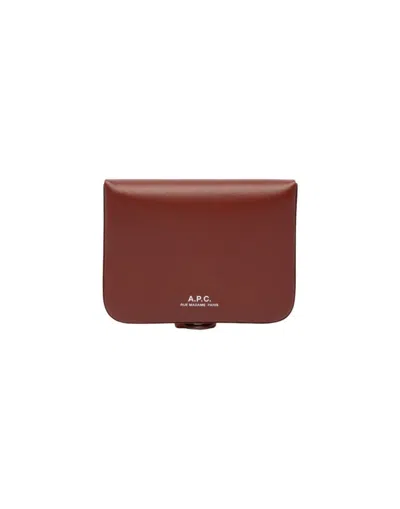 Apc Brick Leather Coin Purse In Brown