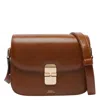 Apc Small Grace Interlocking-closure Calfskin Cross Body Bag In Brown