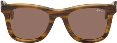 Apc Brown & Beige John Sunglasses In Whisky / Marron