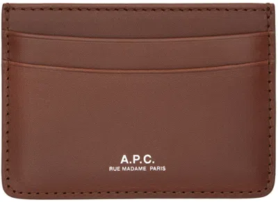 Apc Brown Andre Card Holder In Burgundy