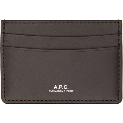 A.p.c. Brown André Card Holder In Cae Dark Brown