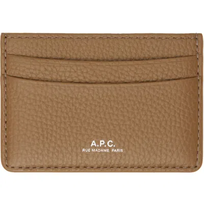 A.p.c. Brown André Card Holder In Caw Soil