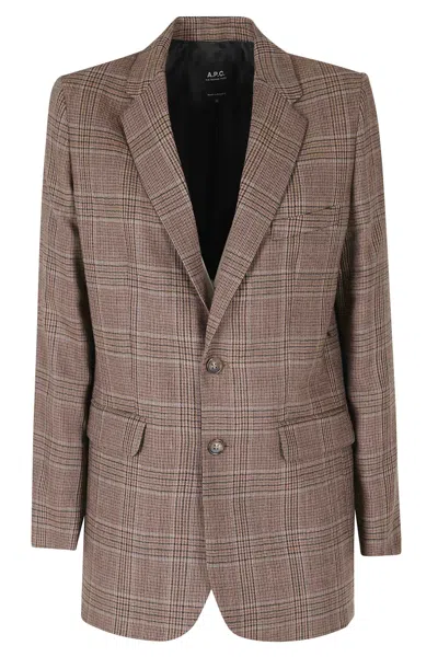 A.p.c. Brown Annie Flap Pockets Single-breasted Wool Blazer