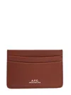 APC BROWN CARD-HOLDER WITH LOGO PRINT IN LEATHER MAN