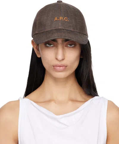 Apc Brown Charlie Baseball Cap In Black