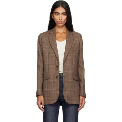 A.p.c. Brown Check Wool Blazer In Caa Brown