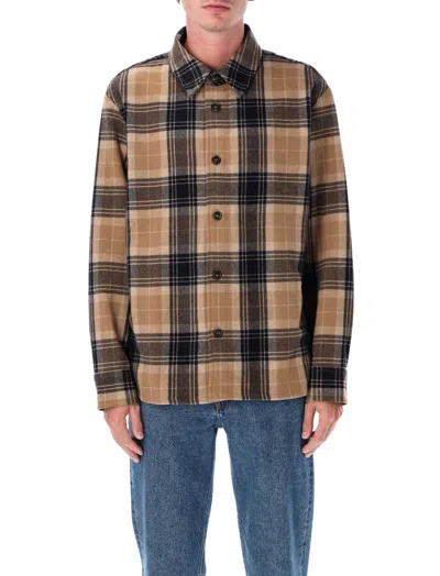 APC BROWN CHECKED PLAID SHIRT JACKET