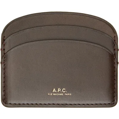 A.p.c. Brown Demi-lune Card Holder In Kbd Jungle