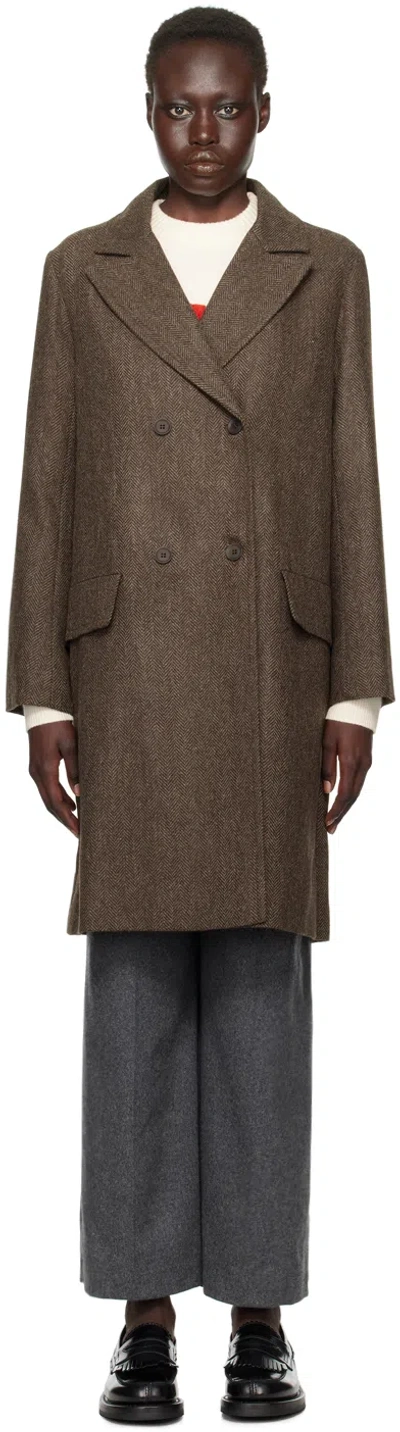 Apc Brown Ginny Coat In Caa Brown
