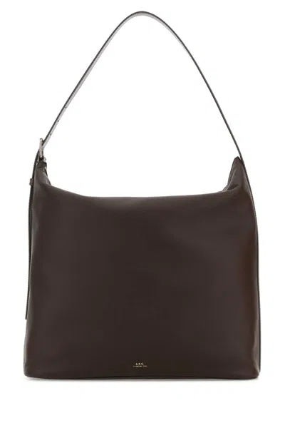 Apc A.p.c. Brown Goat Shoulder Bag In Black