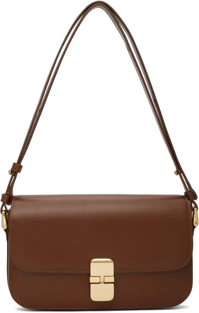 Apc A.p.c. Women Brown Leather Grace Shoulder Bag