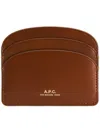 Apc Demi Lune Brown Leather Card Holder With Logo A.p.c. Woman In Brown