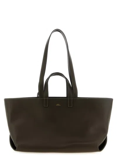 A.p.c. Brown Le Drummer Large Tote In Neutral