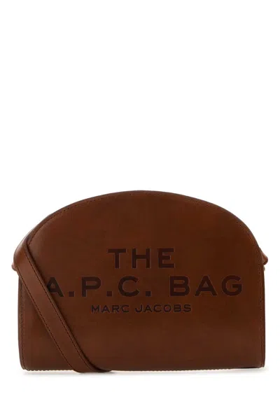 APC BROWN LEATHER A.P.C. X MARC JACOBS DEMI LUNE CROSSBODY BAG
