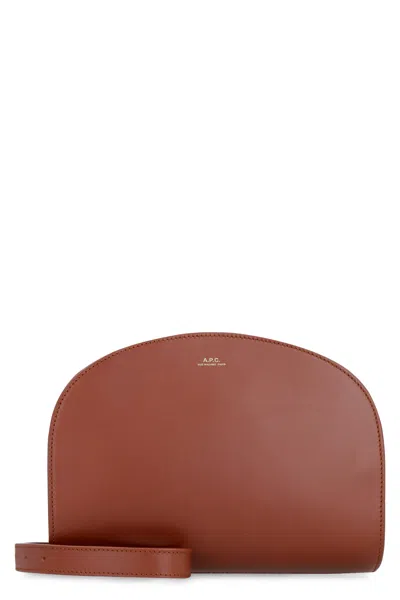 Apc A.p.c. Brown Leather Demi Lune Shoulder Bag