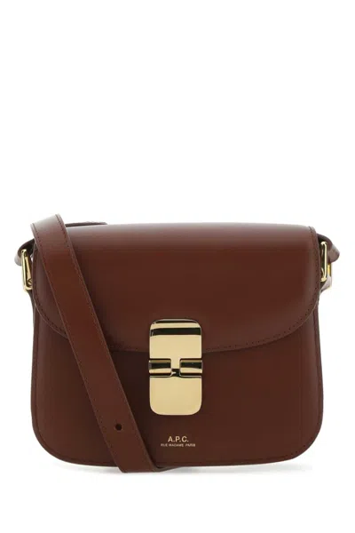 Apc A.p.c. Brown Leather Grace Mini Crossbody Bag