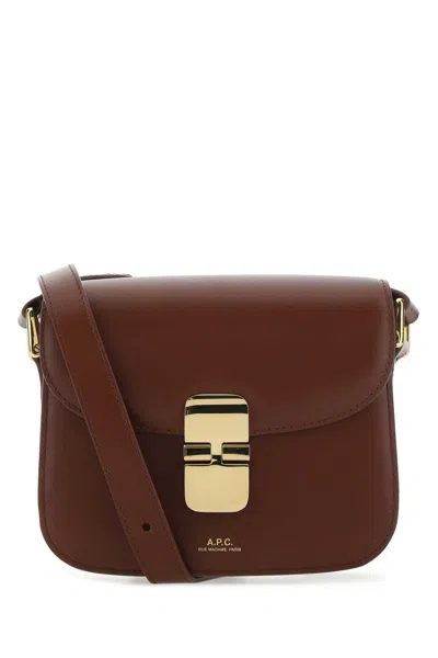Apc Brown Leather Grace Mini Crossbody Bag