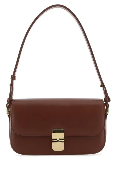 Apc A.p.c. Brown Leather Grace Shoulder Bag