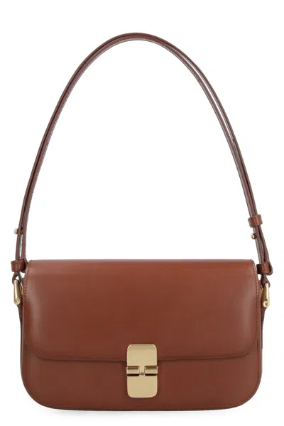 Apc A.p.c. Brown Leather Grace Shoulder Bag