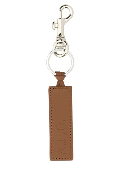 Apc Brown Leather Key Ring In Marronglace