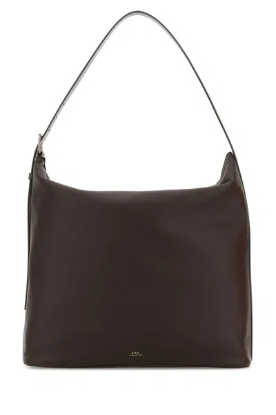 APC BROWN LEATHER MAXI VERA SHOPPING BAG