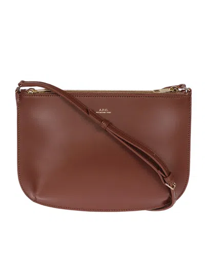 Apc A.p.c. Brown Leather Shoulder Bag