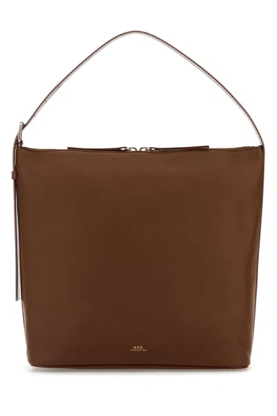 Apc A.p.c. Brown Leather Vera Shoulder Bag