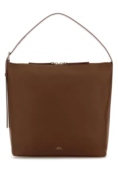 Apc Brown Leather Vera Shoulder Bag A.p.c. In Burgundy