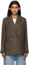 Apc A.p.c. Brown Plaid Double-breasted Lucy Jacket