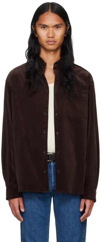 Apc Brown Mateo Shirt In Cae Dark Brown