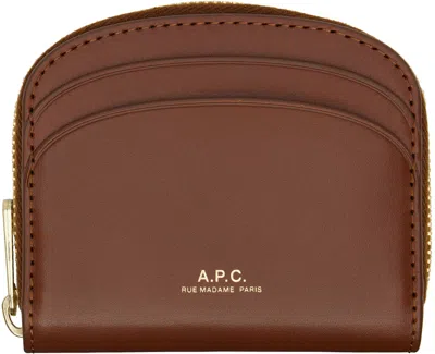 Apc Brown Mini Demi-lune Compact Wallet In White