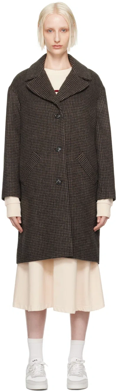 Apc Brown Ninon Coat In Caa Brown