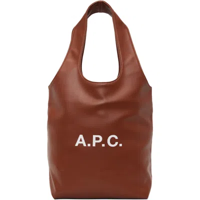 A.p.c. Brown Ninon Small Tote In Cad Hazelnut