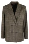Apc A.p.c. Brown Plaid Double-breasted Lucy Jacket In Brown