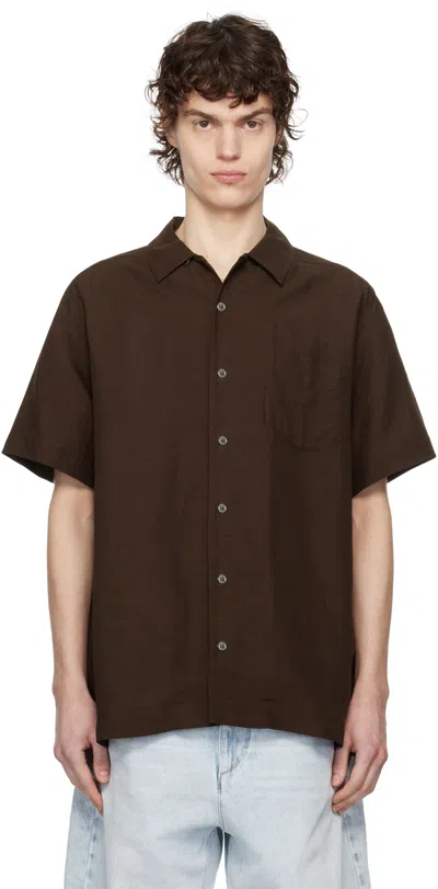 Apc A.p.c. Mens Brown Roy Linen-blend Shirt In Caa Brown