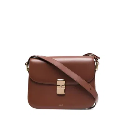 Apc A. P.c. Logo-stamp Shoulder Bag In Brown