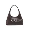Apc A.p.c. Dark Brown Synthetic Leather Small Ninon Shoulder Bag In Brown